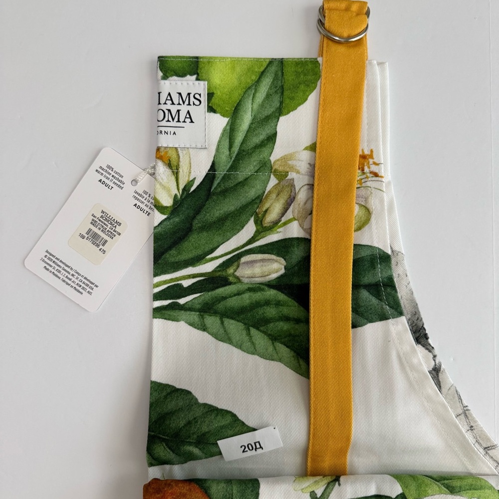 Williams Sonoma Citrus Apron NWT Cotton D-Ring Neck Pockets - Picture 9 of 14